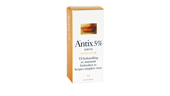 Antix er et reseptfritt legemiddel for å behandle munnsår (herpes labialis)